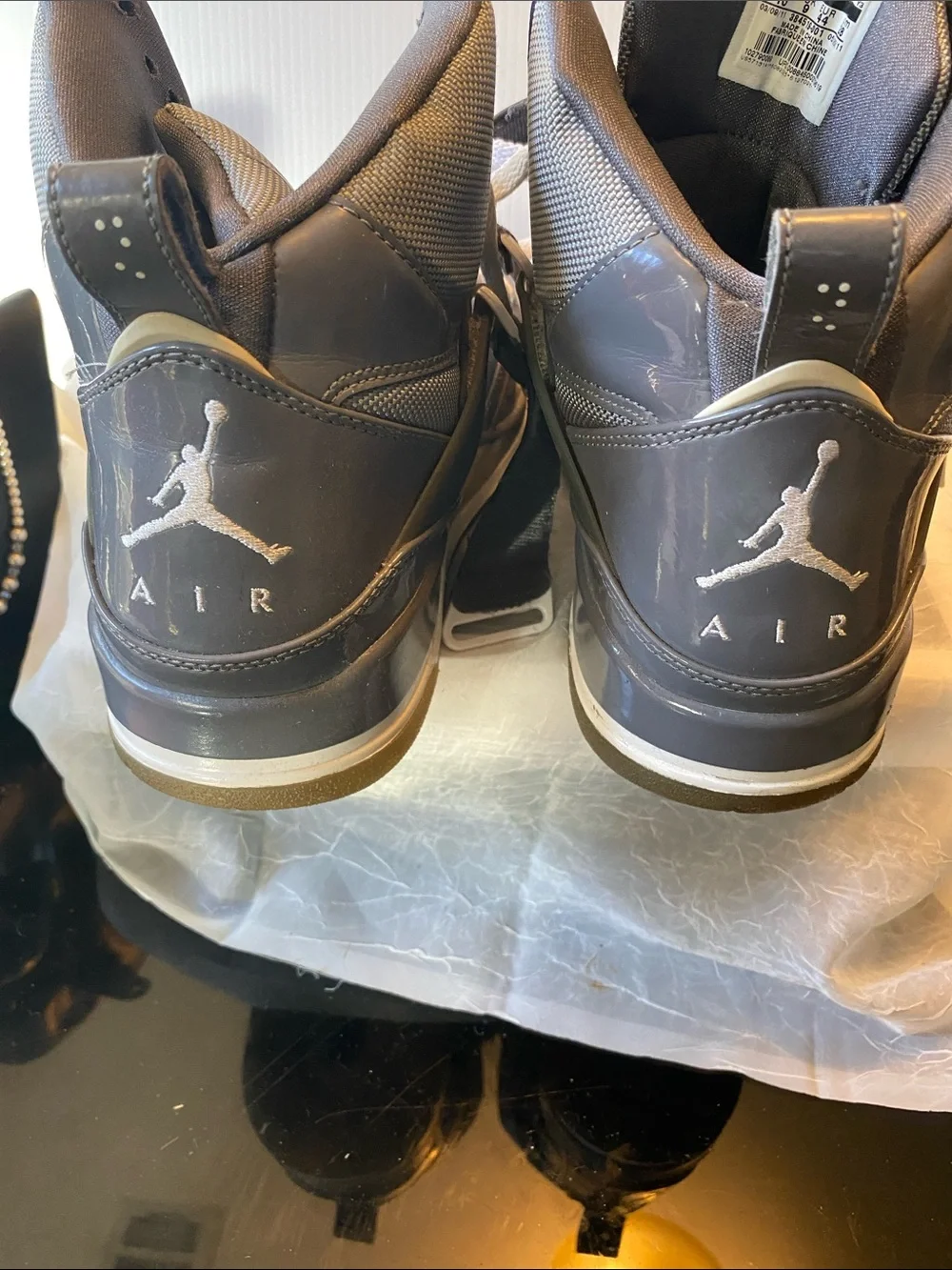 Jordan Men's Grey High-Top Sneakers with White Laces